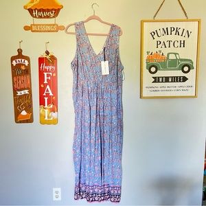 Lucky Brand V Neck Floral Maxi Dress